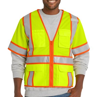 Ansi 107 Class 3 Surveyor Mesh Zippered Two Tone Short Sleeve Vest Thumbnail